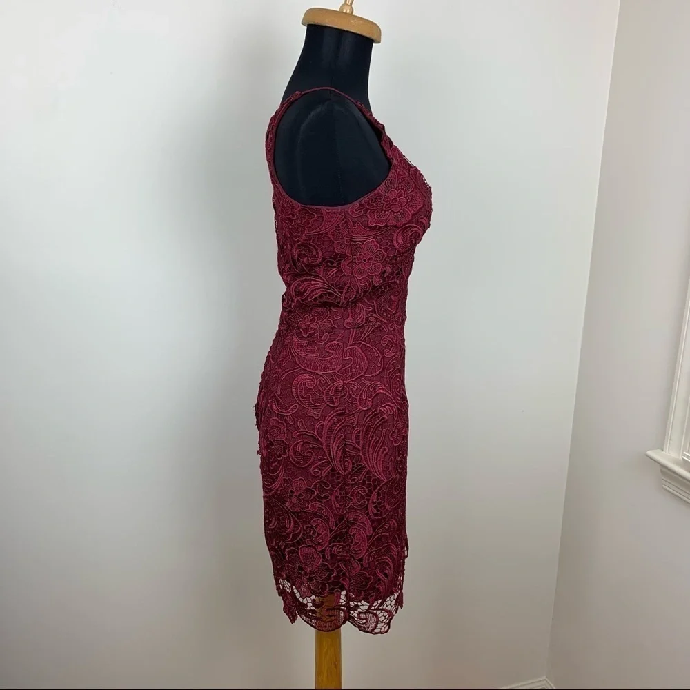 Dress The‎ Population Red Berry Lace Mini Dress S - Picture 6 of 16